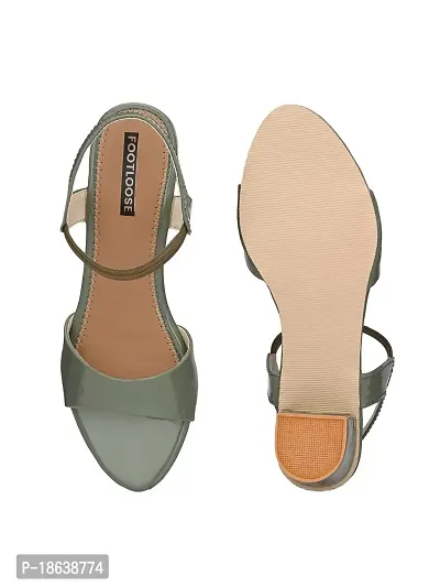 FOOTLOOSE Women's Green Heel Sandals-thumb5