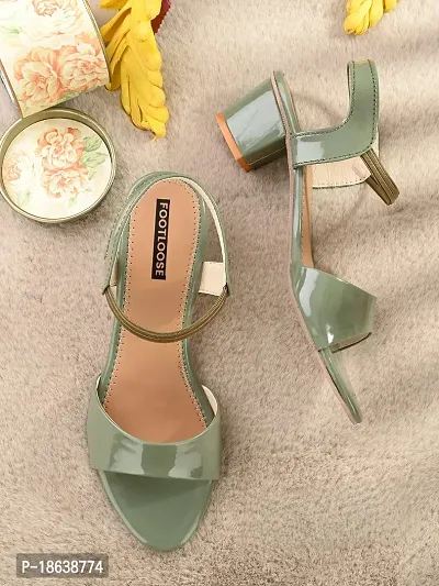 FOOTLOOSE Women's Green Heel Sandals-thumb2