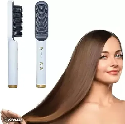 Hair Straightener Comb for Women  Men, Hair Styler, Straightener Machine Brush/PTC Heating Electric Straightener with 5 Temperature Control Hair Straightener white colour