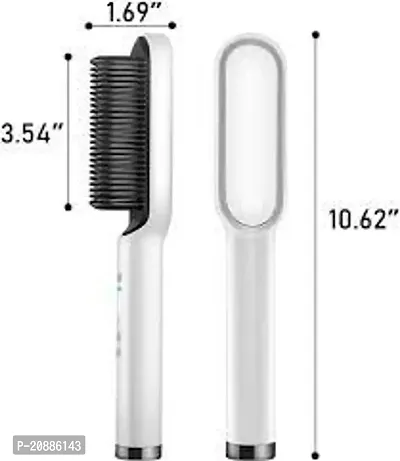 Hair Straightener Comb for Women  Men, Hair Styler, Straightener Machine Brush/PTC Heating Electric Straightener with 5 Temperature Control Hair Straightener white colour-thumb2