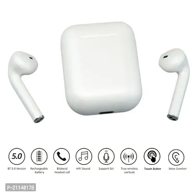 I12 TWS with in Built Mic Bluetooth headset 63 Bluetooth Headset  (White, True Wireless)-thumb4