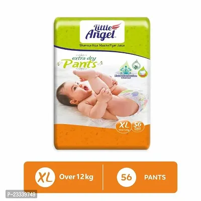 Little Angel Extra Dry Baby Pants Diaper, Extra Large (XL) Size, 56 Count, Super Absorbent Core Up to 12 Hrs. Protection, Soft Elastic Waist Grip  Wetness Indicator, Pack of 1, Over 12kg-thumb0