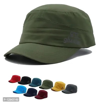 JAZAA Fashionable Solid Color Unisex Fitted Army Military Cadet Cap (Green)
