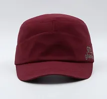 JAZAA Fashionable Solid Color Unisex Fitted Army Military Cadet Cap (Maroon)-thumb2