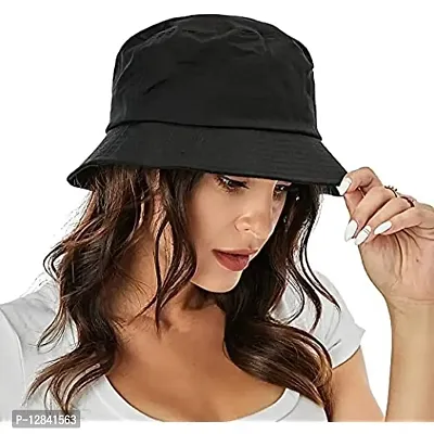 JAZAA Bucket Hat for Women Men Teens Summer Beach Sun Hat Packable Fisherman Cap for Travel Outdoor Hiking (Black 1)