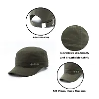 JAZAA Fashionable Solid Color Unisex Fitted Army Military Cadet Cap (Green)-thumb4