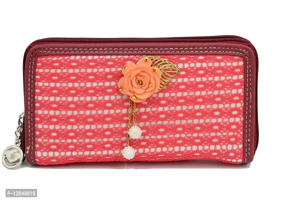 Small Wristlet Clutch Bag for Women, Ladies Wristlet Purses with Wrist Strap & Zip Closure (pink 9)-thumb0