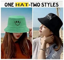 JAZAA Bucket Hat for Women Men Teens Reversible Summer Beach Sun Hat Packable Fisherman Cap for Travel Outdoor Hiking Beige (Light Green)-thumb3