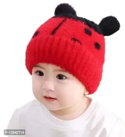 jazaa Kids Warm Winter Beanie Hat & Scarf Set for Boys Girls, Air Proof Cap, Ear Warmer Cap, for 1-5 Year Old (RED 1)