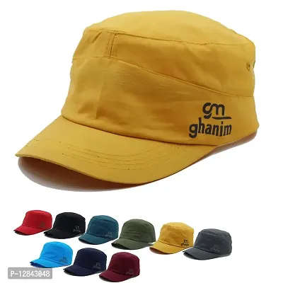 JAZAA Fashionable Solid Color Unisex Fitted Army Military Cadet Cap (Yellow)