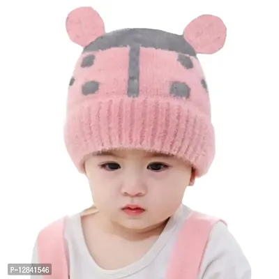 jazaa Kids Warm Winter Beanie Hat & Scarf Set for Boys Girls, Air proof cap, Ear Warmer cap, for 1-5 Year old (pink 6)-thumb0