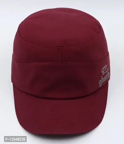 JAZAA Fashionable Solid Color Unisex Fitted Army Military Cadet Cap (Maroon)-thumb5