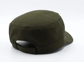 JAZAA Fashionable Solid Color Unisex Fitted Army Military Cadet Cap (Blue) (Green)-thumb3