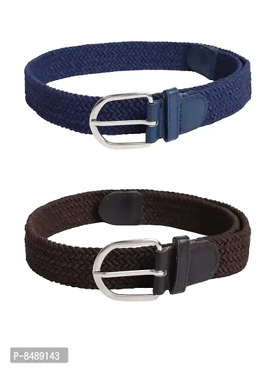 Elegant Canvas Braided Unisex Belts- Pack Of 2-thumb0