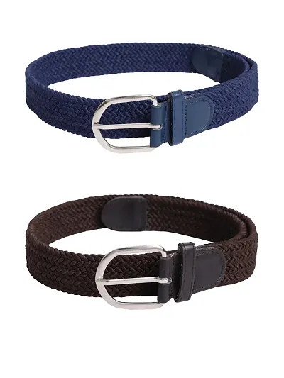Elegant Canvas Braided Unisex Belts- Pack Of 2
