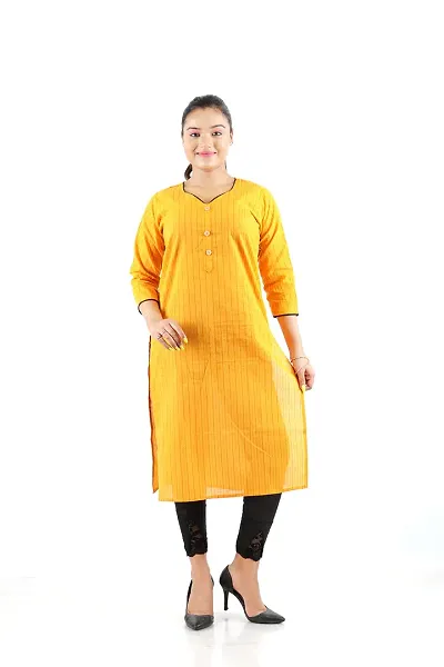 Stylish Cotton Straight Solid Kurtis