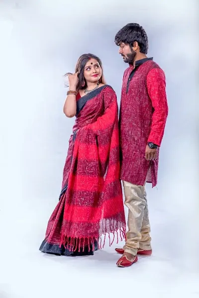 Best Couple set Saree and kurta - Traditional Khadi Cotton - Comfortable