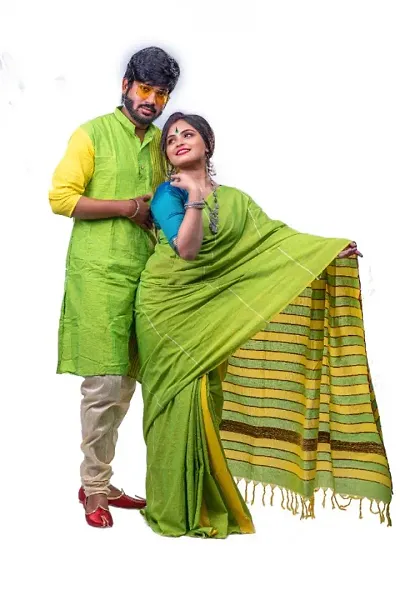 Buy Handloom Saree Kurta Couple Set(XXXL) at Amazon.in