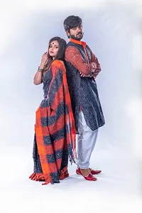 Men's  Women Pure Handloom Khadi Saree,Kurta (Couple Set)-thumb1