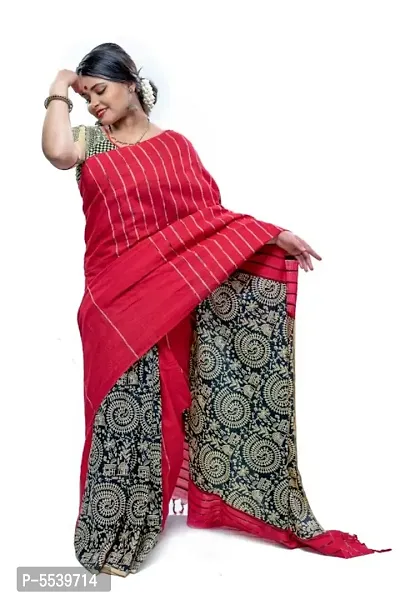 Beautiful Cotton Printed Kalamkari Saree with Blouse piece