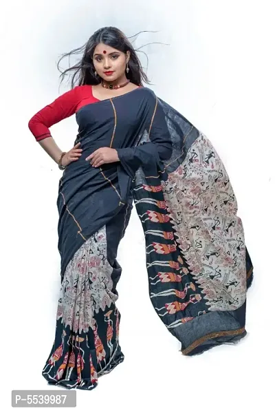 Beautiful Cotton Printed Kalamkari Saree with Blouse piece