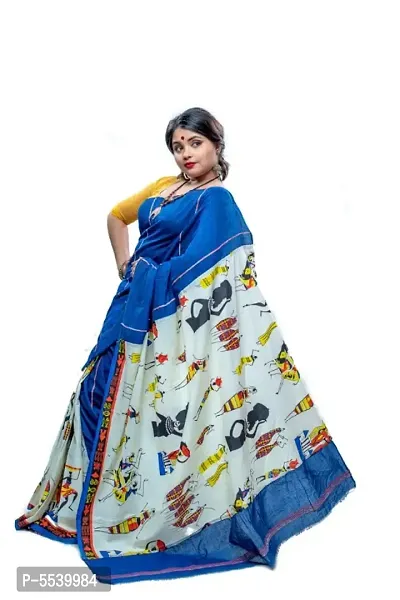 Beautiful Cotton Printed Kalamkari Saree with Blouse piece-thumb2