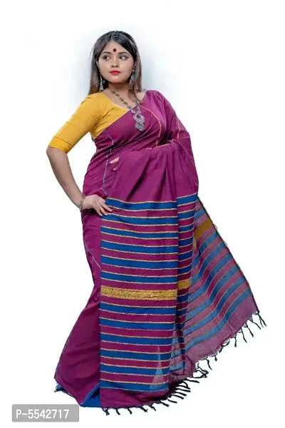 Attractive Cotton Woven Design Saree with Blouse piece