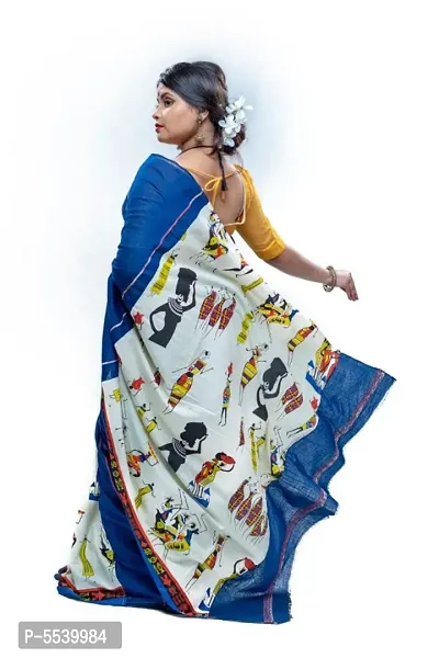 Beautiful Cotton Printed Kalamkari Saree with Blouse piece-thumb3