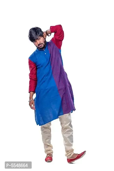 Men's Solid khadi handloom Premium 100% Cotton Ethnic Full Sleeve desigen stripe kurta for men