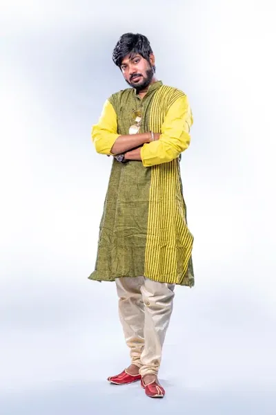 Men's Solid khadi handloom Premium 100% Ethnic Full Sleeve desigen stripe kurta for men