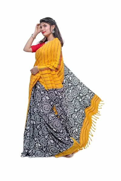 Printed Cotton Sarees with Blouse Piece