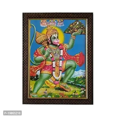 Lalitha Photo Frame Works Lord Hanuman with Sanjeevani Gold Photo Frame for Pooja Room Small(10 X 7 Inch)