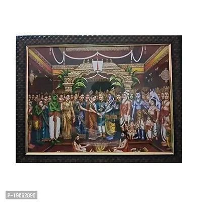 Lalitha Photo Frame Works Synthetic Wood Lord Srinivasa Kalayanam Religious Hindu God Photo Frame (Multicolour)-thumb0
