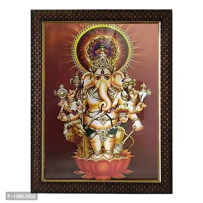 Lalitha Photo Frame Works Synthetic Wood Drishti Ganesha Entrance Wall Hanging Photo Frame (Multicolour, Medium)-thumb0