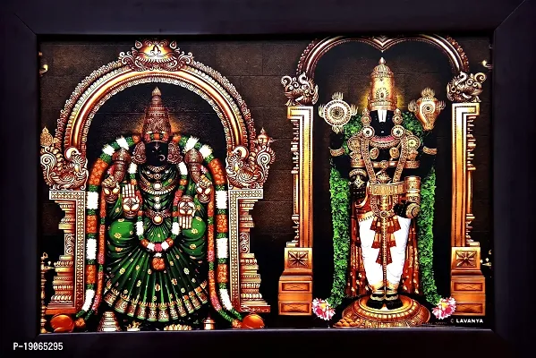 ABI Groups Venkatachalapathy Padmavathy amma god wooden photo frame(14x11 inches,multicolor), Wall Mount