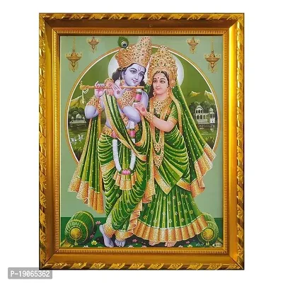 Lalitha Photo Frame Works Lord Radha Krishna Gold Photo Frame for Wall Decor (13 X 10 Inch)