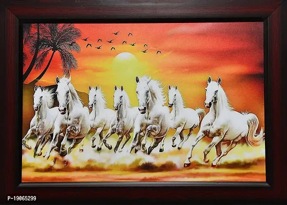 Abi Groups 7 horse photo frame for vastu(13 * 10 inches,multicolor) For wall pooja room big size wall hangings decoration spiritual