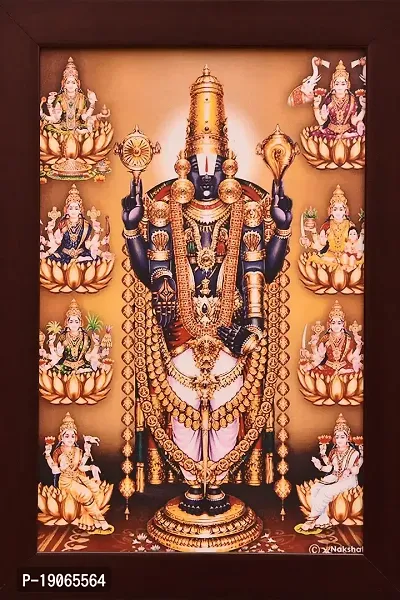 ABI Groups Asta Lakshmi with Tirupathi Balaji God Photo Frame with Matt Finish(13x10 inches,multicolor) For wall pooja room big size wall hangings decoration spiritual-thumb0