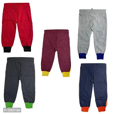 Kids Boys And Girls Multicolor Cotton Plain Lower Track pants (pack of 5)-thumb3