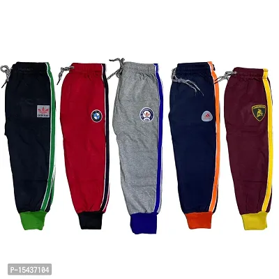 Kids Boys And Girls Multicolor Cotton Plain Lower Track pants (pack of 5)-thumb2