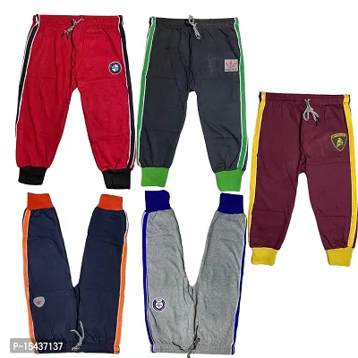 Kids Plain Cotton Trackpant Multicolor Lower For Boys Pack  Of 5-thumb0