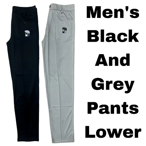 Mens Track Pant Night Pant Pajama Regular fit Stylish Solid Track Pants For Mens Mens Lower Pajama For Gym Running Jogging Yoga Casual Wear Lounge Wear Black Grey (Pack of 2)