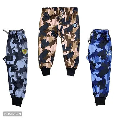 Unique Kids Army/New Military Prints Grip/Classic Lower/Polyester Payjamas/Casual Pants For Boys  Girls/Stylish MultiColour Lower (Pack of 3)-thumb0
