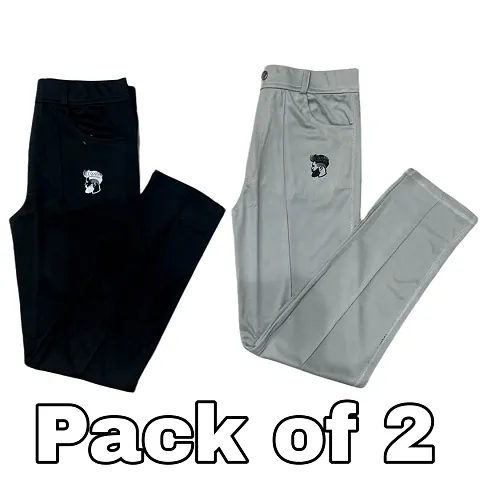 New Men Lower pants Track Pants Casual Perfect Fit Pants For Man Boy Pack of 2 (Black + Grey)