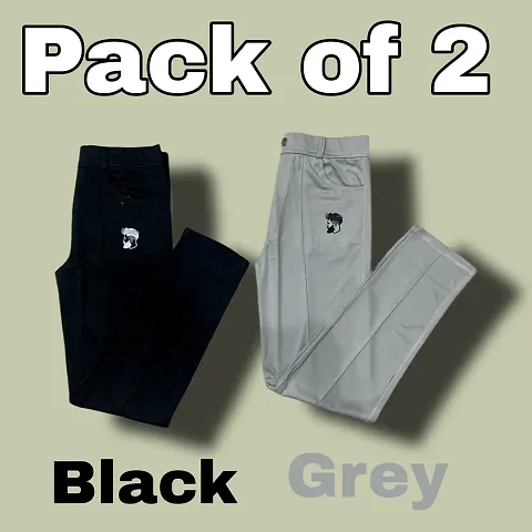 New Men Lower pants Track Pants Casual Perfect Fit Pants For Man Boy Pack of 2 (Black + Grey)