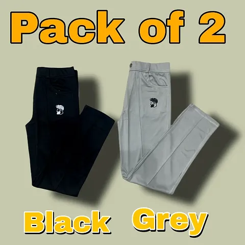 New Men Lower pants Track Pants Casual Perfect Fit Pants For Man Boy Pack of 2 (Black + Grey)