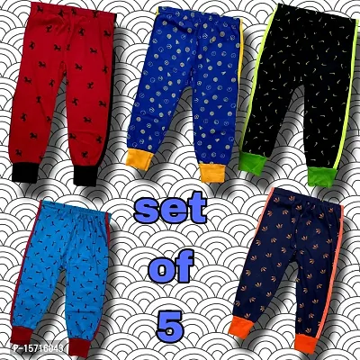 Kids Multicolor Cotton Printed Pyjama For Regular  Casual Wear For Boys  Girls Pac k of 5