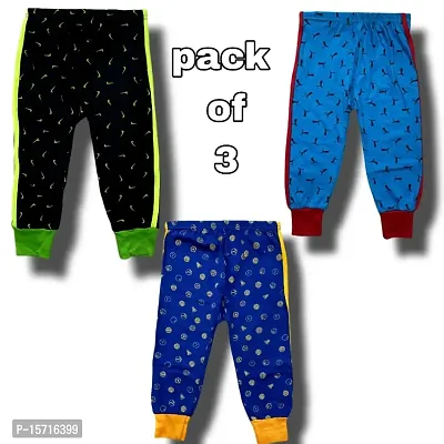 Kids Multicolor Cotton Printed Pyjama For Regular  Casual Wear For Boys  Girls Pac k of 3-thumb0