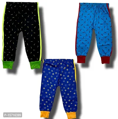 Kids Multicolor Cotton Printed Pyjama For Regular  Casual Wear For Boys  Girls Pac k of 3-thumb3