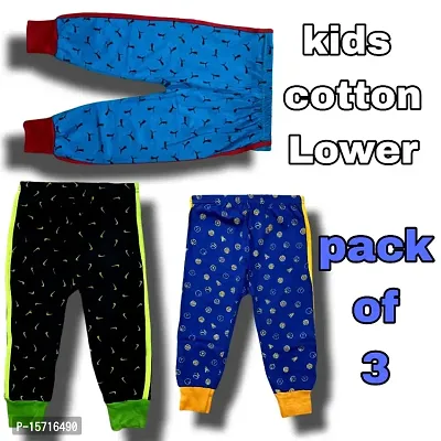 Unique Attractive Kids Cotton Track pants Lower  MultiColour Cotton Printed Lower (Pack of-3)-thumb0